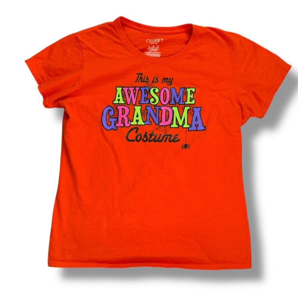 This Is My Awesome Grandma Costume Orange Halloween T-Shirt Women's Size Large